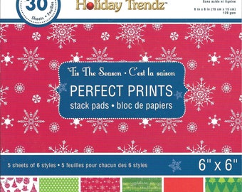 6 x 6  Paper Pad  ~~ Tis The Season  ~~  Holiday Trendz Brand  --  NEW  (#1840)