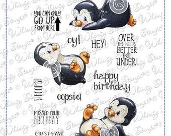 Whimsy Stamps --   Penguin Slides Set  -- NEW -- (#3649)