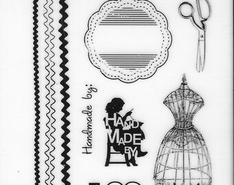 Deep Red Cling Stamps --   Sewing Handmade   -- NEW -- (#3878)