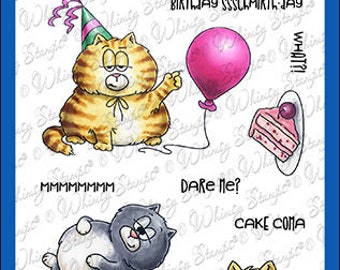 Whimsy Stamps --  Me-Wow Cat Birthday  -- NEW  -- (#4372)