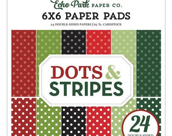 6 x 6 Paper Pad ~ Christmas Dots & Stripes ~ Double sided  NEW  (#4289)