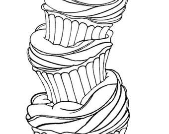 Deep Red Cling Stamps --  Cupcake Stack   -- NEW -- (#4692)