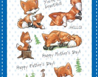 Whimsy Stamps --  Fox Family  -- NEW  -- (#4503)