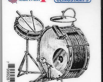 Deep Red Cling Stamps -- Drum Set  -- NEW -- (#2428)