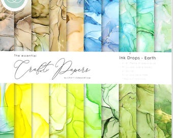 6 x 6 Paper Pad ~ Ink Drops -- Earth  ~ Double sided  - NEW (#4279)