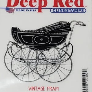 Timbri trasparenti rosso intenso - Carrozzina vintage - NUOVI - (#4461)