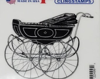 Deep Red Cling Stamps --  Vintage Pram -- NEW -- (#4461)