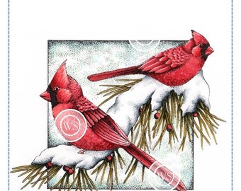 Whimsy Stamps -- Winter Cardinals  -- NEW  -- (#2855)