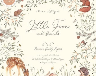 6 x 6 Paper Pad ~ Little Fawn and friends ~ Double sided  - NEW (#4782)