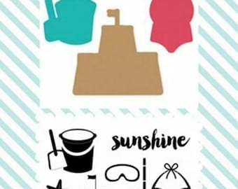 Echo Park - Summer Sunshine Die and Stamp set    -  NEW  (#3729)