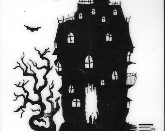 Deep Red Cling Stamps -- Haunted House  -- NEW -- (#2484)