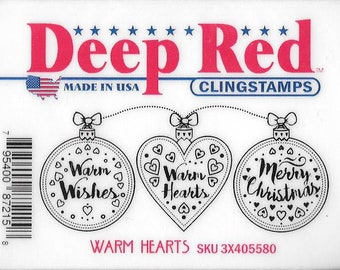 Deep Red Cling Stamps --  Warm Hearts -- NEW -- (#2933)