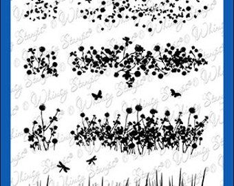 Whimsy Stamps --   Wild Flower Grass   -- NEW  -- (#4383)