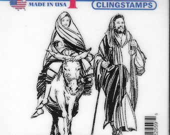 Deep Red Cling Stamps --   Holy Family  -- NEW -- (#3463)