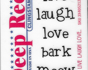 Deep Red Cling Stamps --   Live Laugh Love   -- NEW -- (#3817)