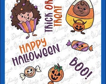 Whimsy Stamps --  Trick or Treat Kids -- NEW  -- (#4541)