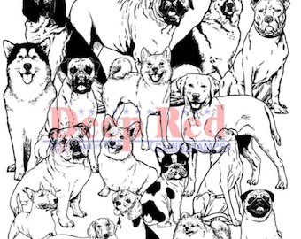 Deep Red Cling Stamps --  Dog Background -- NEW -- (#4828)