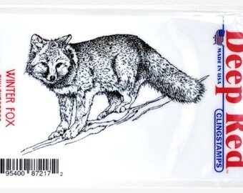 Deep Red Cling Stamps -- Winter Fox -- NEW -- (#4477)