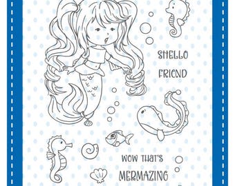 Whimsy Stamps --  Mermaid Kids Girl    -- NEW  -- (#4709)
