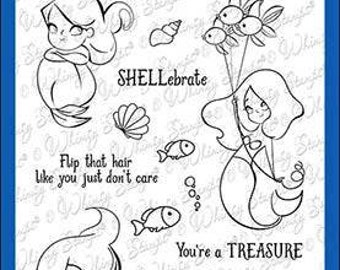 Whimsy Stamps --  Mermaid birthday   -- NEW  -- (#4327)
