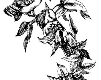 Deep Red Cling Stamps -- Blue Jays  -- NEW -- (#4700)