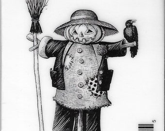 Deep Red Cling Stamps --     Scarecrow with Crow     -- NEW -- (#3850)