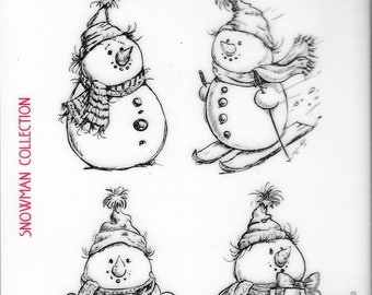 Deep Red Cling Stamps --    Snowman Collection  -- NEW -- (#3881)