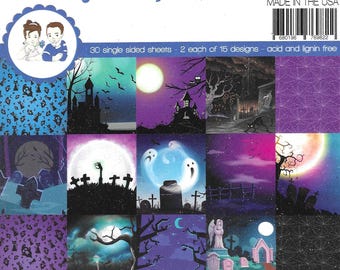 6 x 6 Paper Pad ~   Haunted Graveyard   ~ Double sided NEW (#4794)