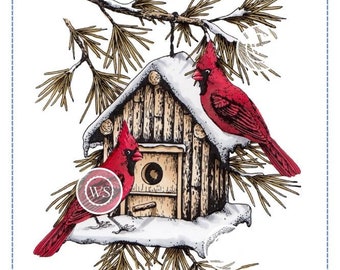 Whimsy Stamps --  Cardinal Birdhouse -- NEW  -- (#2860)
