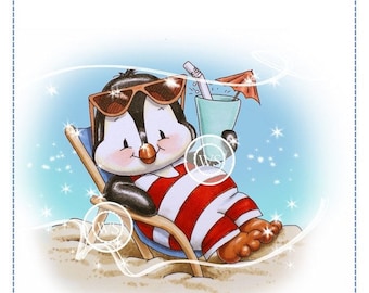 Whimsy Stamps --  Penguin Beach Chair -- NEW  -- (#2361)