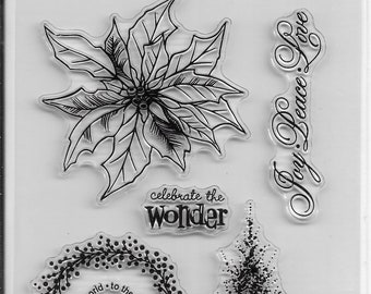 Holiday Trendz Clear Stamp Set --  NEW  -- Poinsettia  --      (#3273)