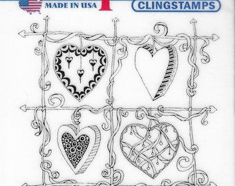 Deep Red Cling Stamps --    Color Me Heart Frame   -- NEW -- (#4605)