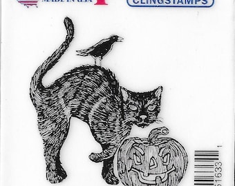 Deep Red Cling Stamps --   Spooky Cat   -- NEW -- (#3261)