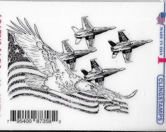 Deep Red Cling Stamps --    Soaring Eagle with Angels     -- NEW -- (#3851)