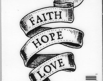 Deep Red Cling Stamps --  Faith Hope Love   -- NEW -- (#3448)