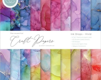 6 x 6 Paper Pad ~ Ink Drops --VIVID  ~ Double sided  - NEW (#4278)