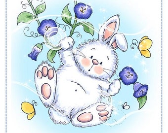 Whimsy Stamps -- Morning Glory Bunny -- NEW -- (#2687)