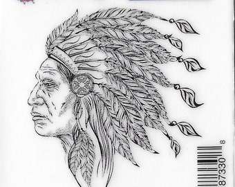 Deep Red Cling Stamps --   Indian Chief  -- NEW -- (#3232)