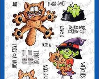 Whimsy Stamps --   Going Catty   -- NEW -- (#4010)
