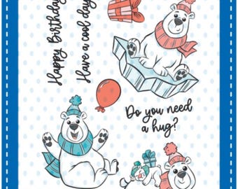 Whimsy Stamps --   Polar Bear Birthday   -- NEW  -- (#4439)