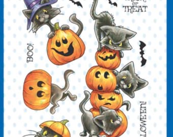 Whimsy Stamps --  Cat-O-Lanterns -- NEW -- (#4421)