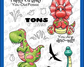 Whimsy Stamps --  Dinosaur Friends   -- NEW  -- (#4564)