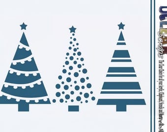 Clear Scraps Designer Stencil -- New -- CHRISTMAS TREES -- (#3550)