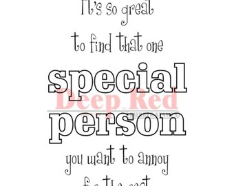 Deep Red Cling Stamps --  Special Person  -- NEW -- (#4488)