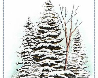 Whimsy Stamps --    Winter Pines   -- NEW  -- (#3713)