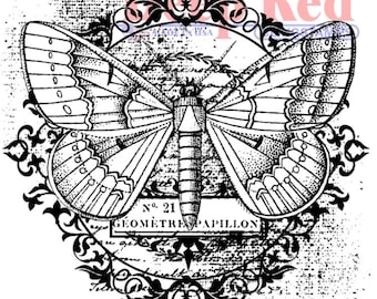 Deep Red Cling Stamps -- Butterfly Flourish  -- NEW -- (#4671)