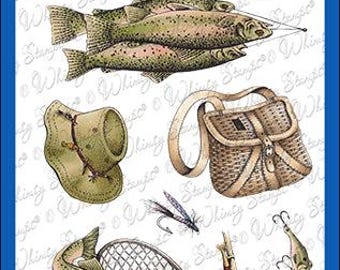 Whimsy Stamps --    Fishing Fanatics  -- NEW  -- (#4354)