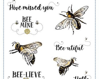 Whimsy Stamps -- Bee-utiful Bees Set    -- NEW -- (#3647)