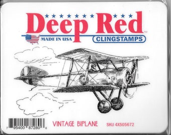 Deep Red Cling Stamps -- Vintage Biplane -- NEW -- (#2715)