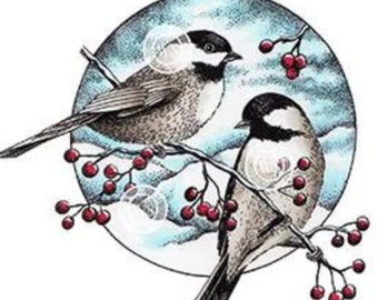Whimsy Stamps --  Chickadee and Berries -- NEW  -- (#3481)